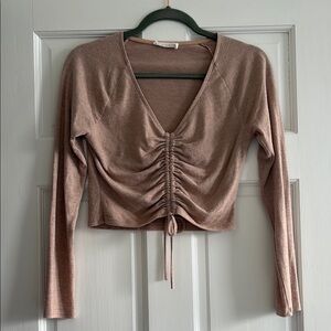 Lush Ruched MauveLong Sleeve Top